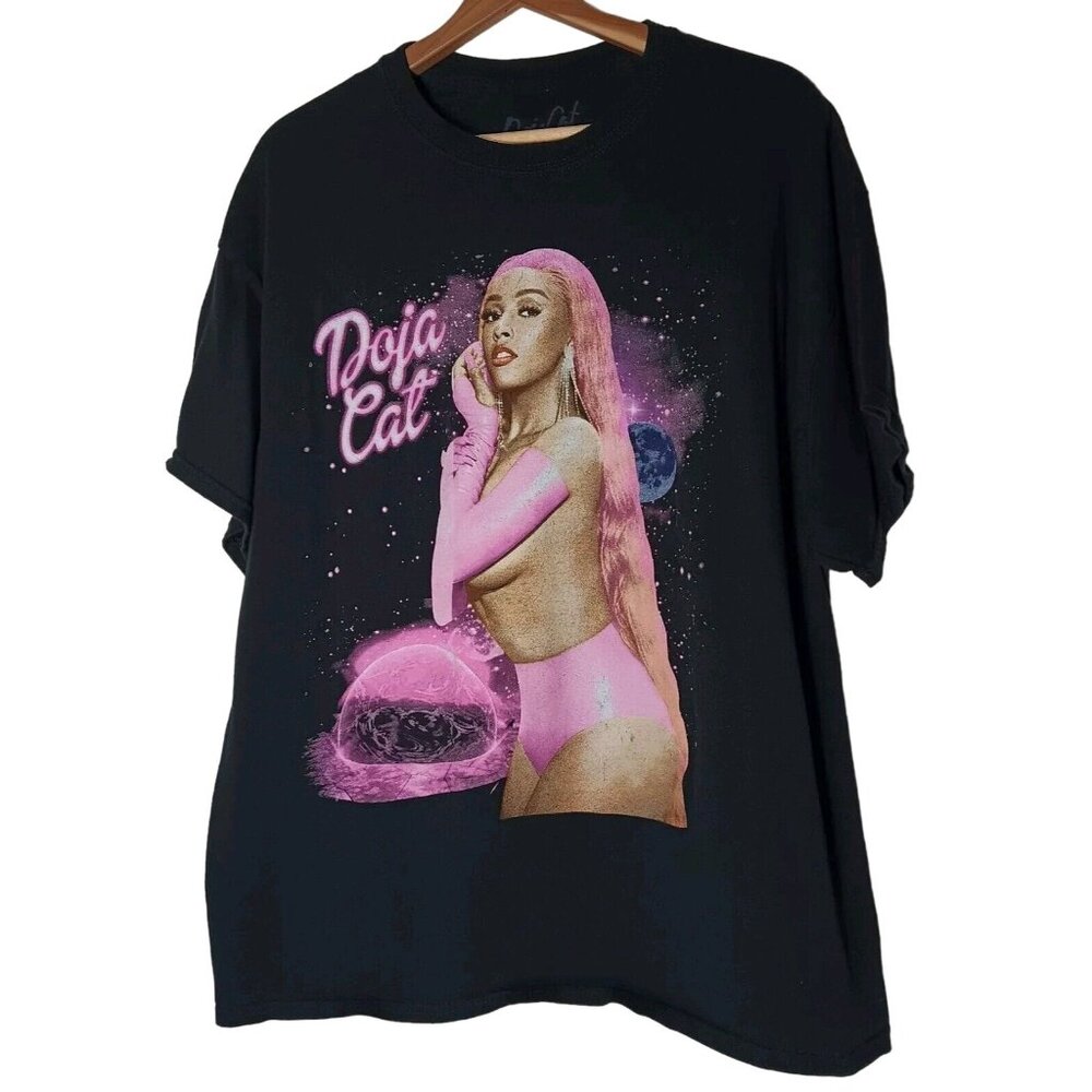 Doja Cat T Shirt Men XL Black Hot Pink Pop Music Rap Sexy Space Cosmos Stars